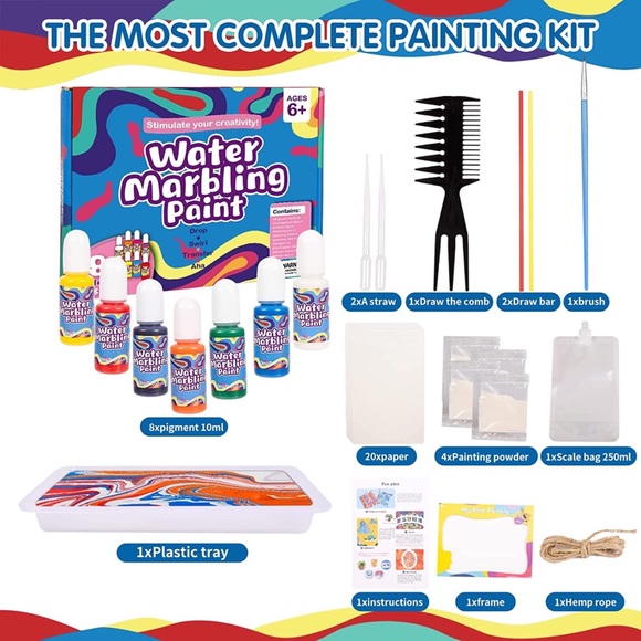 Water Marbling Creative Paint Art and Crafts Kit for Kids 8 Colors - Picture 5 of 7